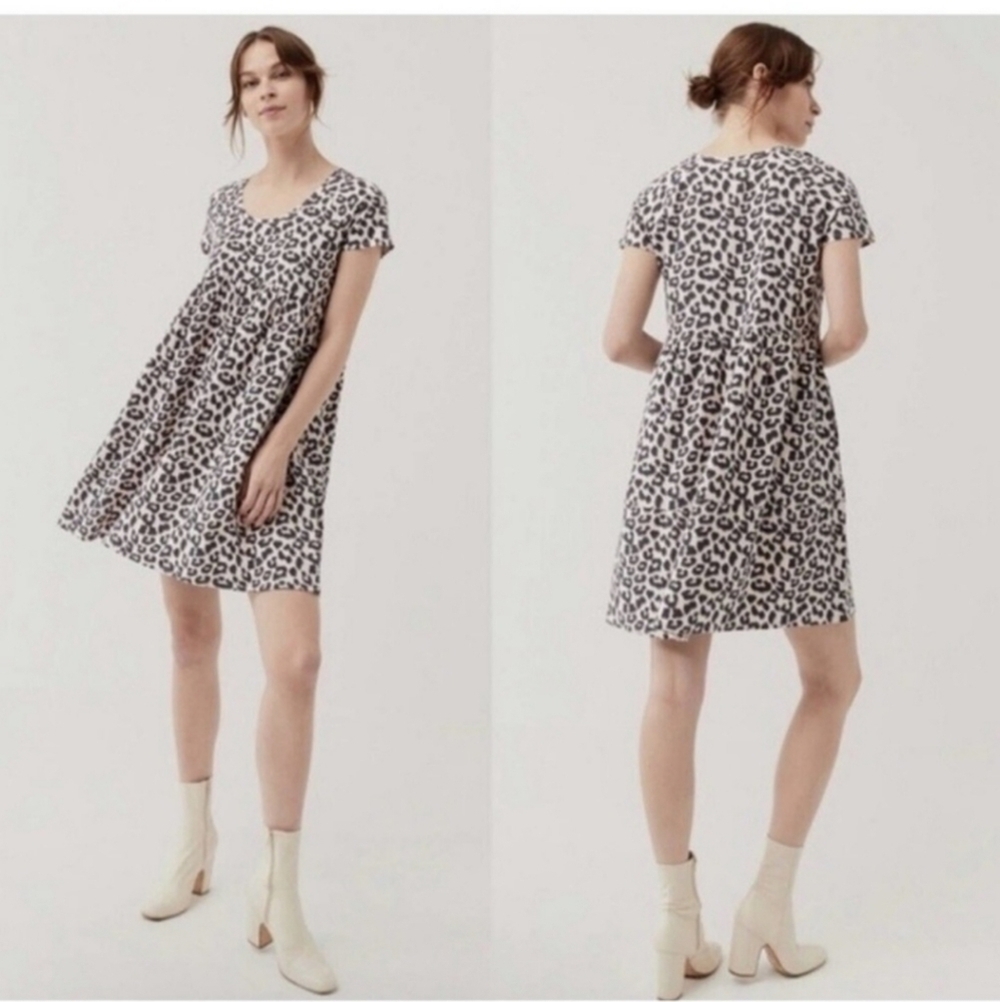 Pact revive pop over animal print babydoll mini dress